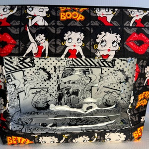 Project Bag, Window Bag, Vinyl Window Bag, Travel Bag, Ditty Bag, Bingo Bag, Knitting Bag, Sewing Bag, Crochet Bag, Betty Boop Fabric