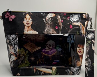 Project Bag, Window Bag, Storage Bag, Travel Bag, Ditty Bag, Bingo Bag, Knitting Bag, Sewing Bag, Crochet Bag, Coven Witches & Crystal Ball