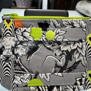 Window ID Badge Holder | Window ID Card Holder | ID Wallet | Zip-Close Wallet | Wristlet | Lanyard |Tula Pink Lemur Me Alone Green