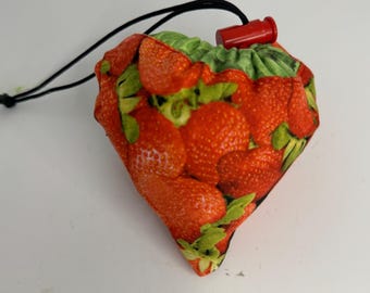 Shopping Bag, Market Bag, Reusable, Collapsable, Foldable, Strawberries