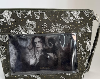 Project Bag, Window Bag, Storage Bag, Travel Bag, Ditty Bag, Bingo Bag, Knitting Bag, Sewing Bag, Crochet Bag,Astrological Sign Aries