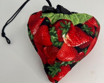 Shopping Bag, Market Bag, Reusable, Collapsable, Foldable, Strawberries