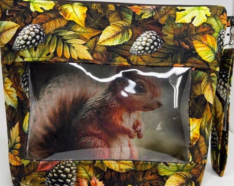 Project Bag, Window Bag, Storage Bag, Travel Bag, Ditty Bag, Bingo Bag, Knitting Bag, Sewing Bag, Crochet Bag,  Hidden Forest Squirrel