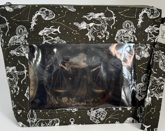 Project Bag, Window Bag, Storage Bag, Travel Bag, Ditty Bag, Bingo Bag, Knitting Bag, Sewing Bag, Crochet Bag,Astrological Sign Libra
