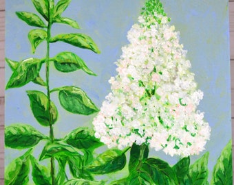 Hydrangea Painting  Acrylic  Garden Art  Floral  Original  Mothers Day  Lime Light Hydrangea Unframed Wall Art Floral