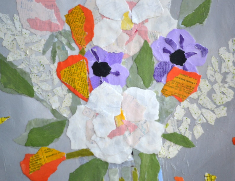 Abstract Paper Torn Paper Collage Art Mixed Media Etsy