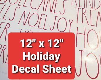 16 Decal Set Full Sheet of Christmas Themed Rae Dunn Inspired Decals Free Shipping