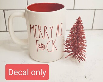Merry AF Rae Dunn Inspired Christmas Decal Free Shipping. DECAL ONLY