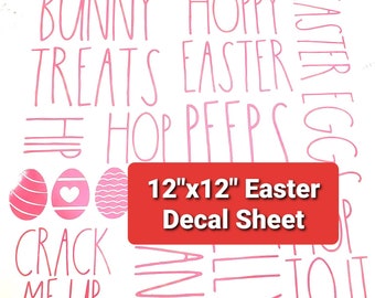 12 Decal Set- Full Sheet of Easter Themed Rae Dunn Inspired Decals. Free Shipping Decal only