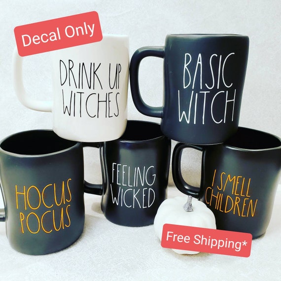 RAE Dunn style Spooky Vinyl Decal Sticker-À faire soi-même Halloween Verre de vin//bière//mug
