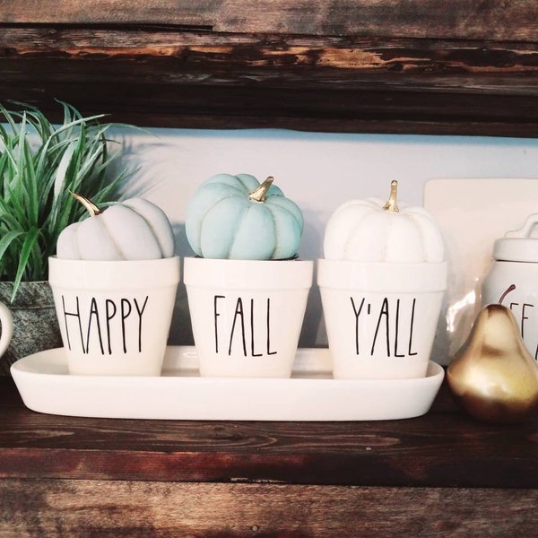 Happy Fall Y'all Set of 3 Rae Dunn Inspired Decals -Planters not included