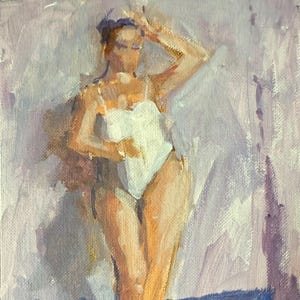 Modelo de pie. Pintura acrílica original de 6x8