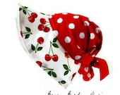 adjustable sun hat, cap for girl with cherry design