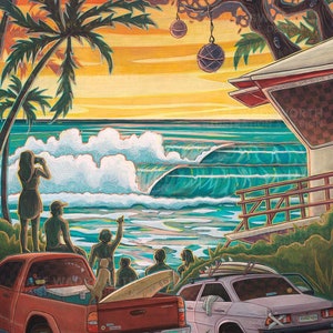 Triple Crown (11x14" Matted Art Print) North Shore, Pipeline, Surf Art