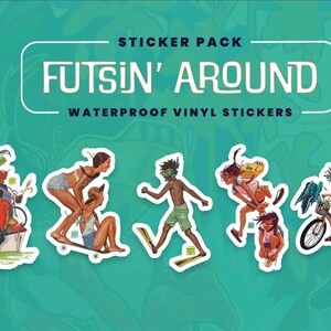 Futsin' Around, confezione da 5 adesivi in vinile impermeabili
