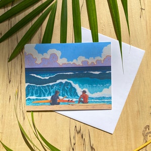 Moku Manu Surfers: Single Blank Greeting Card & Envelope