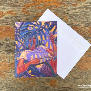 Monstera: Cartão de felicitações em branco e envelope