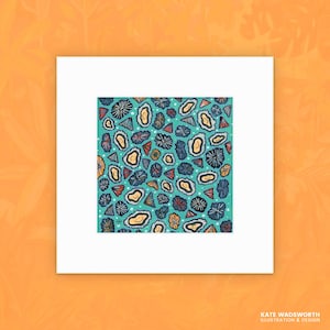 Happy Opihi (12x12&quot; Matted Fine Art Print) Smiley Hawaiian Shell Pattern