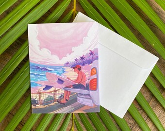 Sunset Sunrise: Single Blank Greeting Card & Envelope