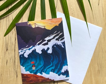 Waimea Wave: Single Blank Greeting Card & Envelope