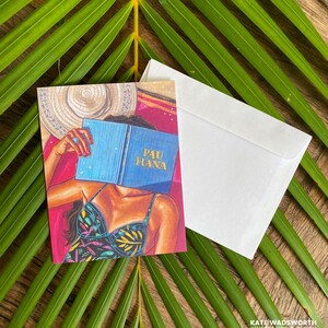 Zomerlezing: enkele blanco wenskaart en envelop