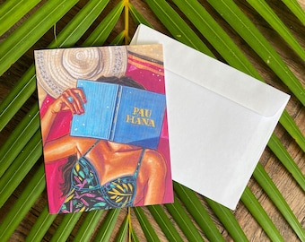 Summer Reading: Single Blank Greeting Card & Envelope