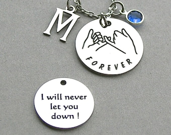 Stainless Steel, Pinky Promise Friendship, Forever Promise, I Will Never Let You Down Double Sided Charm, Granddaughter Birthday Gift,