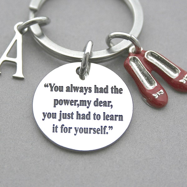 Stainless Steel Charm "You Always Had The Power,My Dear You Just Had To Learn It For Yourself, Ruby Slippers, Wizard Of Oz Inspired