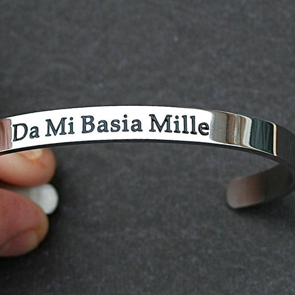 Gaelic " Da Mi Basia Mille "/Give me one thousand kisses, Wife Gift, Sweet Heart Gift, Engagement, Anniversary,Under 30,Stainless Steel, C11