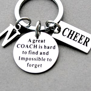 A Great COACH Is Hard To Find And Impossible To Forget, Cheer COACH Keychain, Personalized Initial, Cheer Coach Keyring, Stainless Steel