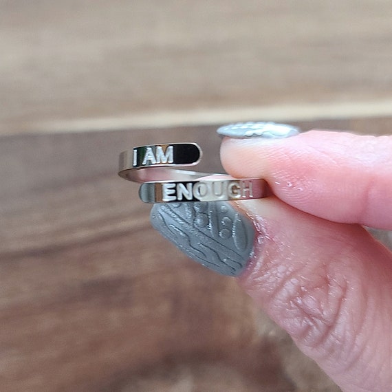 I Am Enough Ring Stainless Steel Affirmation Ring Adjustable