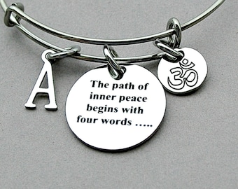 The Path Of Inner Peace Begins With Four Words..../ Not My Fu*king Problem,Stainless Steel Charm, Meditation Yoga Jewelry, New Age, Om Charm