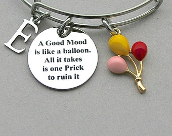 A Good Mood Is Like A Balloon All It Takes Is One Prick To Ruin It, Stainless Steel, Birthstone , Initial, Enamel Balloons, Gift For Her