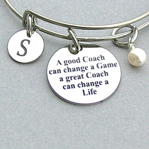 Acero inoxidable &quot;Un buen ENTRENADOR puede cambiar un juego, un gran entrenador puede cambiar una vida&quot;, inicial personalizada, piedra de nacimiento, regalo del entrenador de equipo