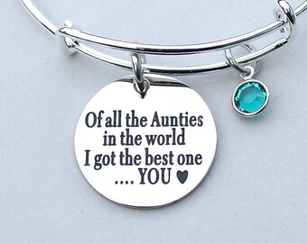 Of All The Aunties In The World I Got The Best OneYOU, Stainless Steel  Scripted Charm, Swarovski Birthstones, Auntie Gift, Aunt  R24