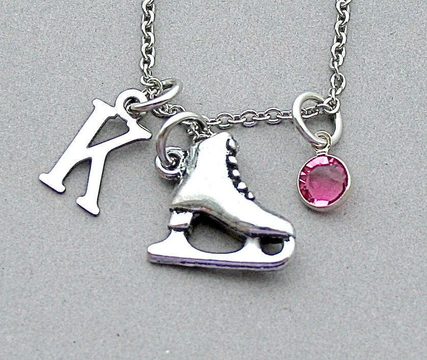 Ice Skating Charm Necklace Skater Ringette Figure Skating
