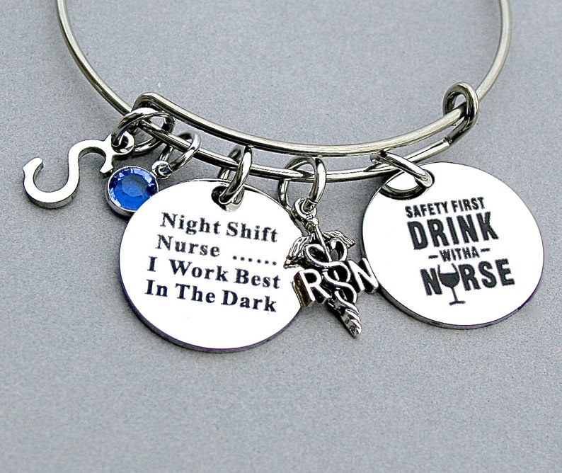 I Work Best In The Dark RN Caduceus Registered NurseSafety First Drink With A Nurse Stainless Steel Engraved Disc,Night Shift Nurse .