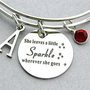 Stainless Steel "She Leaves A Little Sparkle Wherever She Goes ", Charm Bracelet , Gift For Her, Teen Gift, Graduation Gift , Best Friend,