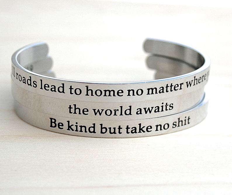 Semi Colon ; You Are Worthy, You Matter and You are Enough (inside secret message) Stainless Steel Cuff Bracelet, Awareness Jewelry, C162 image 6