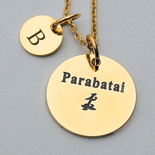 Gold Stainless Steel Charm " Parabatai  " Gold Charm Necklace, Gold Stainless Steel Chain, Gift For Her,