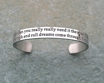 Meat Loaf Lyrics, And When You Really Really Need It The Most That&#39;s When Rock & Roll Dreams Come Through For You, Stainless Steel Cuff,C267