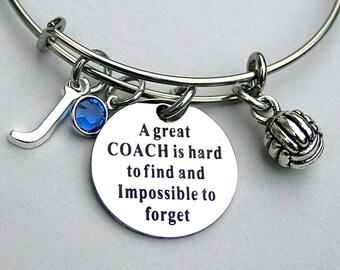 A Great COACH Is Hard To Find And Impossible To Forget , Volleyball Coach , Personalized Initial, Birthstone, Team Coach, Coach Gift , 305