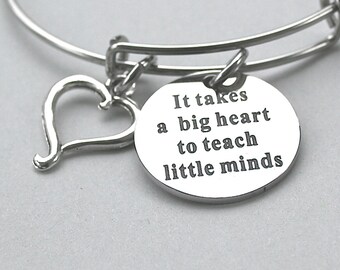 Stainless Steel " It Takes A Big Heart To Teach Little Minds ", Teachers Gift ,  Teacher Appreciation , School Year end Gift