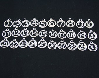 Stainless steel number charms ,team jersey number, Birthday number ,Numbers 1 through 100 available