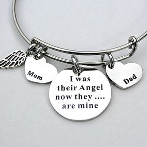 I Was Their Angel Now They ..... Are  Mine ", Mom  & Dad Heart Charm, Memorial ,Loss Of Loved One , Angel Wing, Daughter Gift, Bereavement