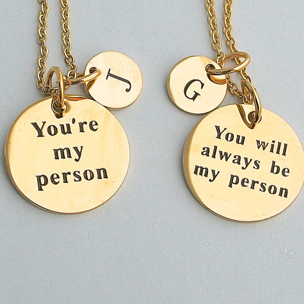 Stainless Steel Necklace Set "You're My Person ", "You Will Always Be My Person", Gift For Her, Grey's Anatomy, Best Friends , Mom Daughter