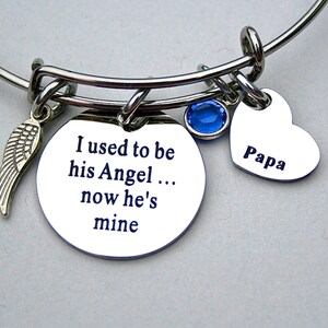 Yo solía ser su ángel ahora él es mío ", encanto del corazón de papá, memorial, pérdida de un ser querido, ala de ángel, recuerdo, duelo del abuelo