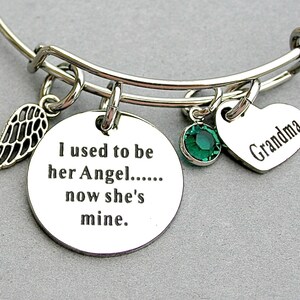 Solía ser su ángel ahora ella es mía", elija el encanto del corazón, brazalete de encanto conmemorativo, pérdida de un ser querido, ala de ángel, regalo de duelo de consuelo