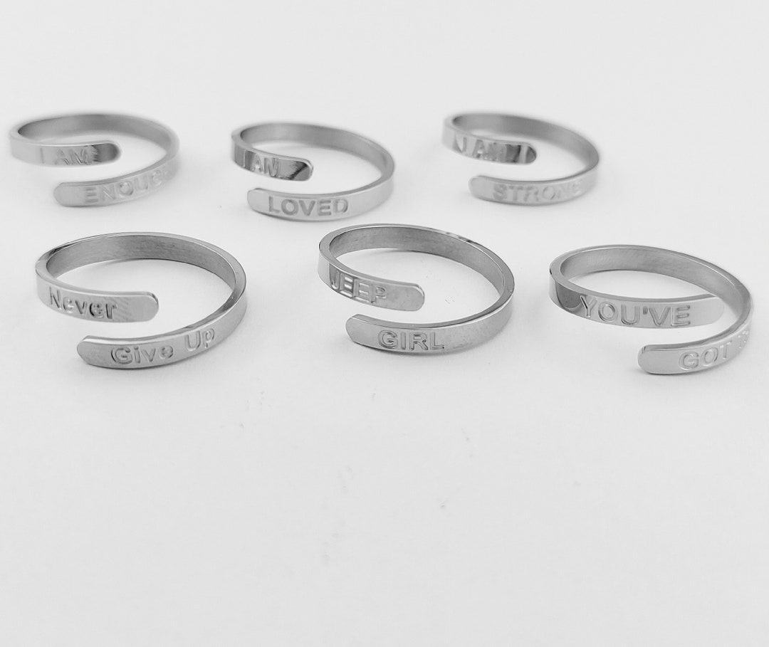 Stainless Steel Affirmation Rings, Adjustable Ring, Wrap Ring, Thumb ...
