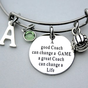 A Good COACH Can Change A Game, A Great Coach Can Change A Life, Volleyball Coach, Personalized Initial, Birthstone, Team Coach Gift